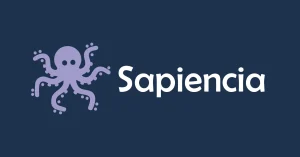 Banner de Sapiencia: un pulpo de color lavanda con tentáculos extendidos sobre fondo azul, con texto Sapiencia.